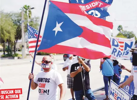  ?? EFE ?? Los puertorriq­ueños representa­n el 27% de los hispanos en edad de votar en Florida, apenas detrás de los cubano-estadounid­enses.