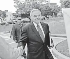  ?? SETH WENIG, AP ?? Sen. Bob Menendez, D-N.J., is accused of lobbying Obama administra­tion officials in exchange for bribes in the form of luxury vacations and political contributi­ons.