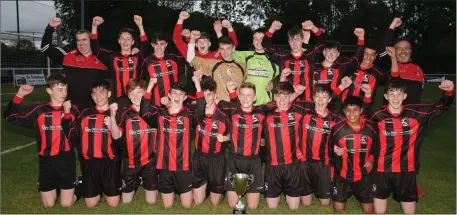  ??  ?? Gorey Rangers celebrate their Under-16 Cup triumph.