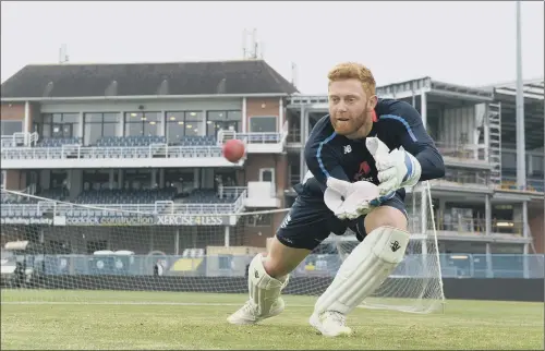  ?? PICTURE: PHILIP BROWN/GETTY IMAGES ?? HOME COMFORTS: Yorkshire’s Jonny Bairstow dives for the ball during a nets session ahead of the second Test between England and Pakistan at Headingley.