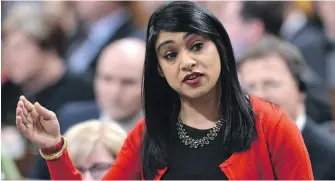  ?? JUSTIN TANG, CP ?? Government House leader Bardish Chagger speaks in the House of Commons.
