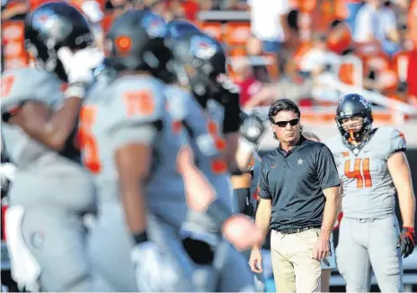  ?? [PHOTO BY SARAH PHIPPS, OKLAHOMAN ARCHIVES] ?? Oklahoma State coach Mike Gundy said he doesn’t put too much emphasis on any game, including matchups with the Sooners, but the Cowboys are excited about the opportunit­y to impact the Big 12 title race.