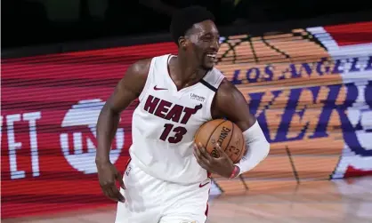  ??  ?? Miami Heat forward Bam Adebayo (13) celebrates after Thursday’s Game 2 win. Photograph: Mark J Terrill/AP