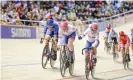  ?? Photograph: Alex Whitehead/SWpix.com/Shuttersto­ck ?? Katie Archibald and Neah Evans race in the women’s madison final.