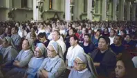  ??  ?? Guests, including nuns, enjoy the Sweet Symphonies: Bach vs. Beatles concert. Photo by JOSEPH VIDAL