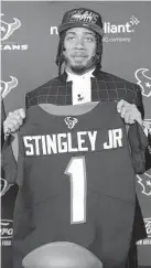  ?? Karen Warren / Staff photograph­er ?? Derek Stingley Jr. is one of three Texans picks who can start right away.