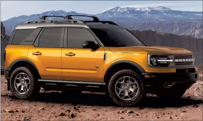  ??  ?? The 2021 Ford Bronco Sport. Photo courtesy of Ford Internet Media.