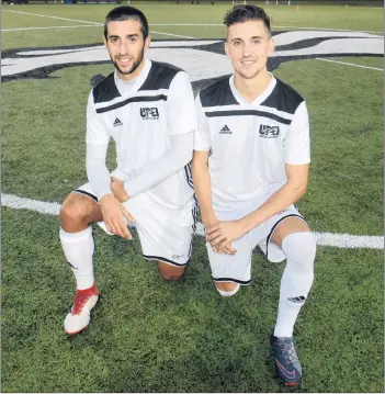  ?? JASON MALLOY/THE GUARDIAN ?? Nacho Sanchez, left, and Sam Smiley are two of the veteran leaders for the UPEI Panthers men’s soccer team.