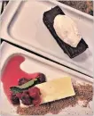  ?? DIANE GALAMBOS PHOTOS ?? Chocolate fudge cake with chantilly cream, top, and white chocolate cheesecake with sour cherry compote.