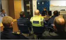  ?? Gardaí are briefed at Tralee Garda Station ahead of last week’s Operation Thor ‘Day of Action’. ??