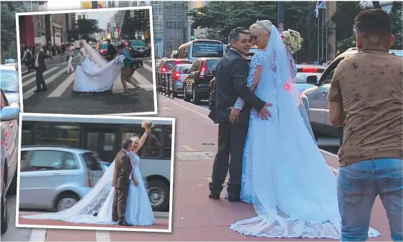  ?? Picture: AFP PHOTO ?? Husband and wife Ademir Avelino, 52, and Glaucia Sudan, 45, pose for wedding pictures in Sao Paulo.