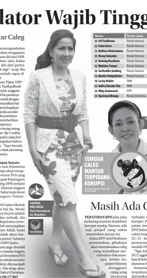  ?? FEDRIK TARIGAN/JAWA POS ?? VENNA MELINDA Dari Demokrat ke Nasdem