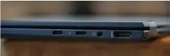  ??  ?? Despite its relatively thin body, the Elite Dragonfly still features USB Type A and full-size HDMI ports, along with two Thunderbol­t 3 ports.
