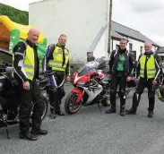  ??  ?? Members of the ‘ Wedges’ Motorcycle Club who led off the Run and acted as Marshalls. Gerry Looby, Donough McDonagh, David Anderson, Tommy Anderson and Pierre Bonnici.