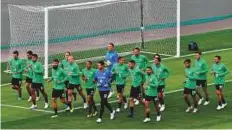  ?? AFP ?? Australia’s players take part in a training session at Trudovye Reservy Stadium in Kazan yesterday.