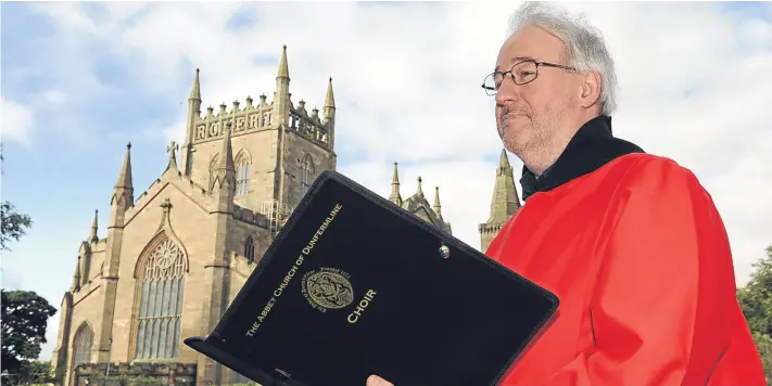  ?? Picture: George McLuskie. ?? Choralist Carlo Madden pictured in the library gardens as the celebratio­ns got under way.