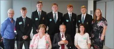  ??  ?? CBS Charlevill­e pupils Conor Buckley, Conor O’Brien, Eamonn O’Sullivan, Luke Moore and Aidan Doneganpic­tured during their visit to Brussels where they presented their YSI award-winning ‘Ditch Your Carbon Cup Print’ project to MEP’s and policy...