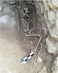  ??  ?? “We know that this kind of unusual treatment usually indicates a fear of the undead,” bioarchaeo­logist Jordan Wilson says of ritual behaviours like burying the dead with stones lodged in their mouths.