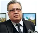  ??  ?? The Russian Ambassador to Turkey Andrei Karlov speaks at a gallery in the capital Ankara, December 19, 2016