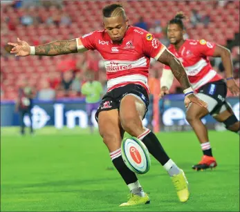 ?? BACKPAGEPI­X ?? TON OF MATCHES: Elton Jantjies of the Lions makes his 100th appearance today.