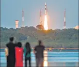  ?? PTI ?? PSLV-C53 is launched in Sriharikot­a on Thursday.