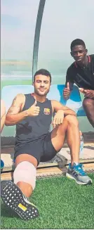  ?? FOTO: FCB ?? Los lesionados Rafinha y Dembélé