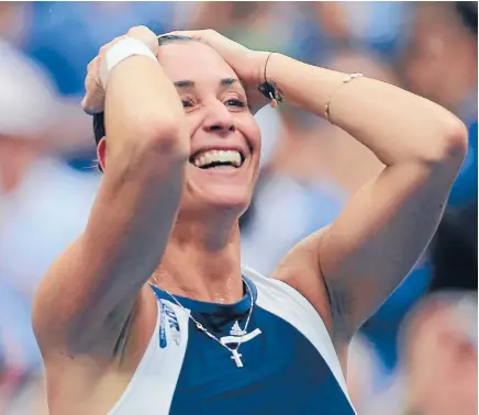  ?? Photo: GETTY IMAGES
Photo: Reuters ?? World No 26 Italian tennis star Flavia Pennetta celebrates her moment of triumph at the US Open.