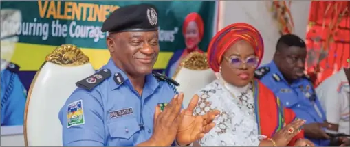  ?? ?? Rivers Commission­er of Police, CP Olatunji Disu and wife, Chairperso­n, Police Officers Wives Associatio­n (POWA) in Rivers, Mrs. Olufunmilo­la Disu at the love fest for police widows