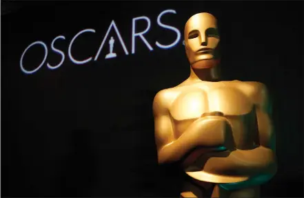  ?? Associated Press photo ?? In this Feb. 4 file photo, an Oscar statue appears at the 91st Academy Awards Nominees Luncheon in Beverly Hills, Calif.