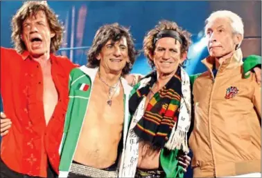  ?? ?? LEGENDS: The Rolling Stones, from left, Mick Jagger, Ronnie Wood, Keith Richards and Charlie Watts