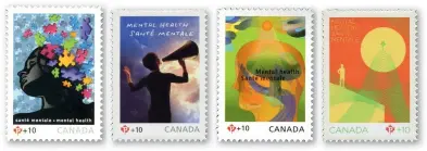  ?? ?? The hobby of stamp collecting is often said to be good for mental wellbeing, so it is surprising that the theme has not appeared on more stamps. Canada’s four semi-postals from 2008 feature stylised designs that eloquently and sensitivel­y express the subject