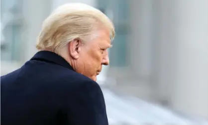  ??  ?? Donald Trump departs to West Point, New York, from the South Lawn at the White House on Saturday. Photograph: Cheriss May/Reuters