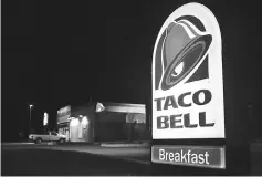  ??  ?? A Taco Bell sign outside a restaurant in Shelbyvill­e, Kentucky, on Monday, Oct 30.