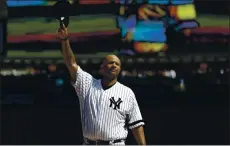  ?? MICHAEL OWENS — THE ASSOCIATED PRESS ?? The New York Yankees’ CC Sabathia waves to fans as he is honored before a baseball game against the Toronto Blue Jays on Sept. 22, 2019, in New York.