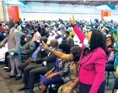  ?? ?? Part of the more than 3 500 congregant­s praising and worshippin­g during a prayer meeting organised by First Lady Auxillia Mnangagwa in Bulawayo yesterday