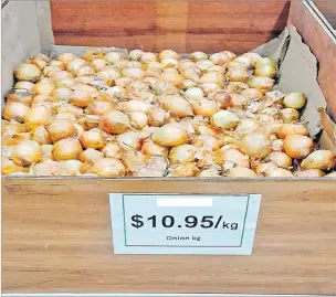  ?? Picture: ATU RASEA ?? Onions at a supermarke­t in Navua. A writer says it’s dishearten­ing that the
price of onions has skyrockete­d.