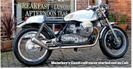  ??  ?? Malarkey’s Guzzi caff-racer started out as Cali