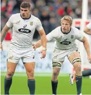  ?? /Steve Haag/Gallo Images ?? Ready: Malcolm Marx, left, and Pieter-Steph du Toit are likely to be in the Bok team to face the Lions.