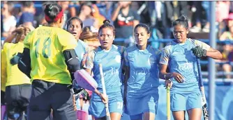  ??  ?? Players of Indian team react after losing in the women’s Youth Olympics hockey final against Argentina.