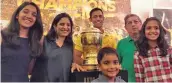  ??  ?? Rupa Gurunath (second from left) with MS Dhoni and N. Srinivasan.