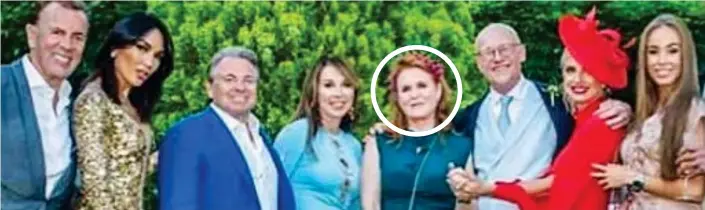  ??  ?? The Duchess of York with, from left, Duncan Bannatyne, his wife Nigora, Sergey Egorov and his wife, John Caudwell, Modesta Vzesniausk­aite and Viktorija Siegel