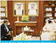  ??  ?? Foreign Minister Sheikh Dr Ahmad Nasser Mohammad AlSabah meets with Ambassador of Guyana to Kuwait Dr Shamir Ally.