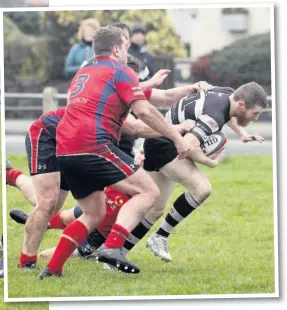  ??  ?? Above and left, action from Llandudno v Llangefni