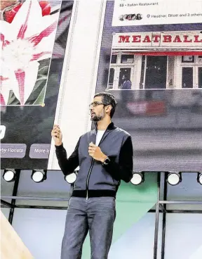  ?? BILD: SN/AP ?? Google-Chef Sundar Pichai auf der Entwickler­konferenz I/O.