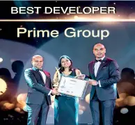  ??  ?? Prime Group Chairman Brahmanage Premalal receiving the award