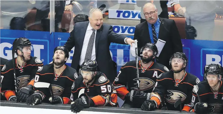  ?? — GETTY IMAGES FILES ?? Ducks head coach Randy Carlyle has changed the way he interacts with players since his days as the head man in Toronto. He’s ‘more approachab­le’, says one player.