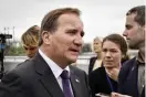  ?? Magnergård-bjers/tt ?? PÅ PLATS I FN. Statsminis­ter Stefan Löfven (S) utanför Fn-högkvarter­et i New York.bild: Tina