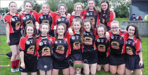  ??  ?? St Kevin’s celebrate their U-16 Camogie title success.