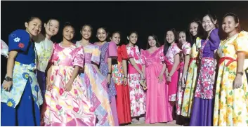  ??  ?? PROUDLY FILIPINO. The Philippine Girl Scouts gracefully don their Balintawak costume during the Internatio­nal Night.