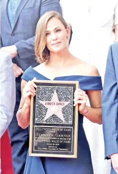  ??  ?? Garner attends the ceremony honouring her with a star on the Hollywood Walk Of Fame recently in Hollywood, California. — AFP file photo